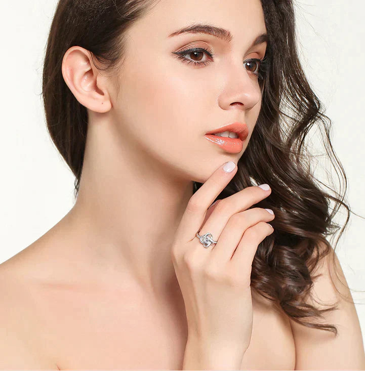 Bague Nœud d'Amour Argent Scintillant - Cadeau Parfait