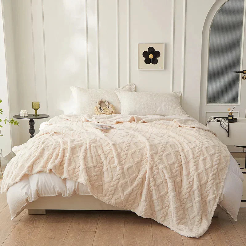 CozyLuxe - Couverture Laine d'Agneau Luxe Chambre