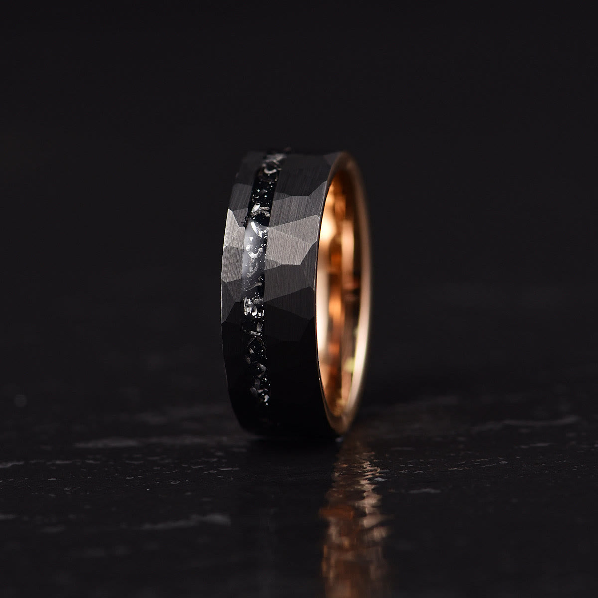 Ares - Bague en carbure de tungstène et tourmaline noire 8mm