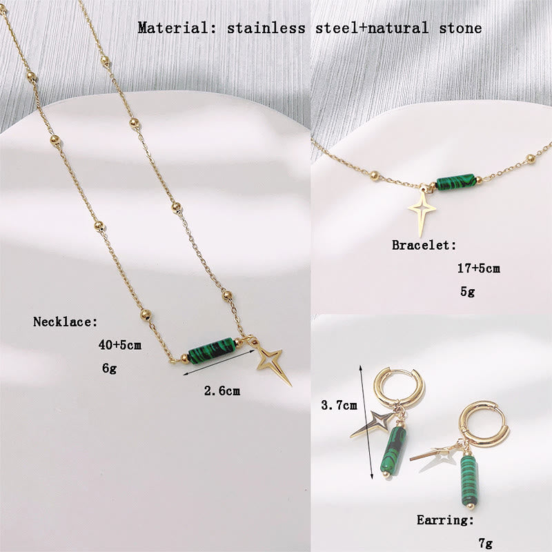 Maria - Parure malachite naturelle pendentif étoile