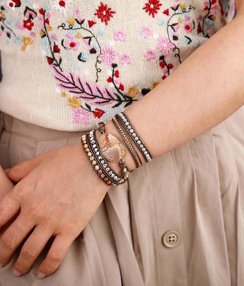 Terran Harmony - Bracelet en perles de pierres naturelles terreuses