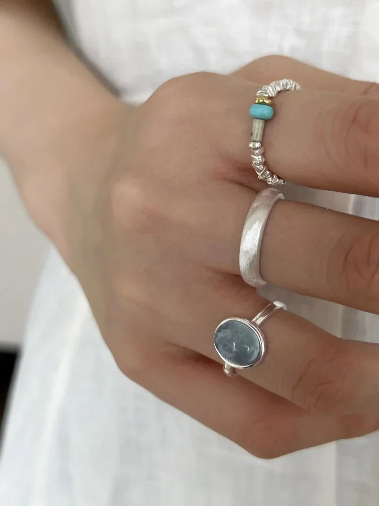 Nerida - Bague en argent aigue-marine, douceur et sérénité