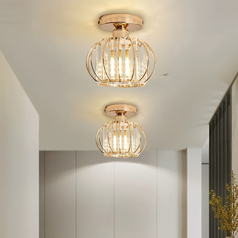 CrystalGlow - Lampe de Couloir en Cristal Noir et Or