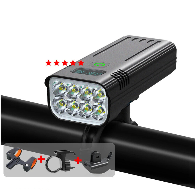 LuminousRide - Phare Vélo Rechargeable 5000 Lumens 12 LED
