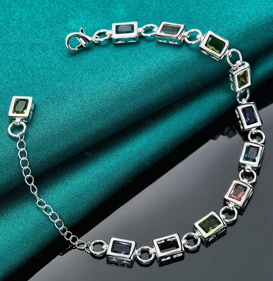 Bracelet Zirconia Multicolore Luxe - Argent 925