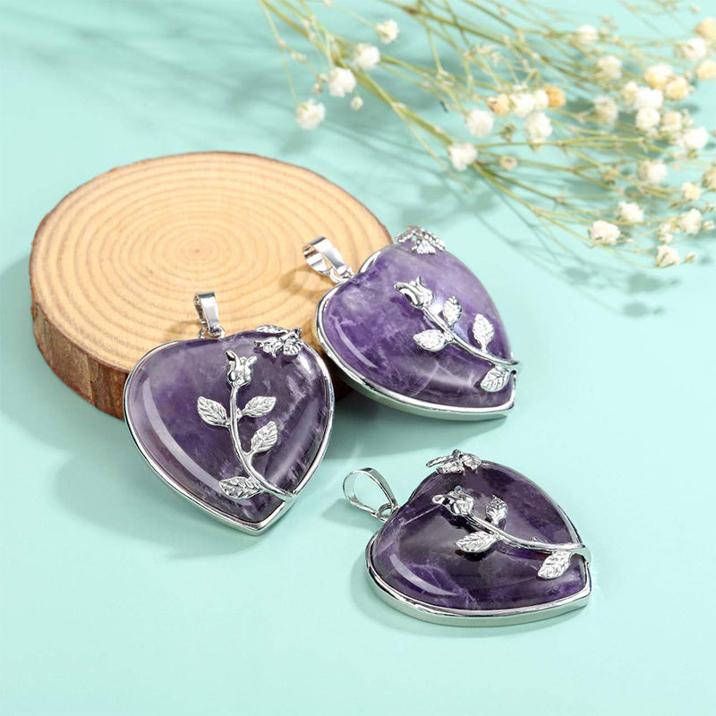Amara - Collier pendentif cœur en quartz rose