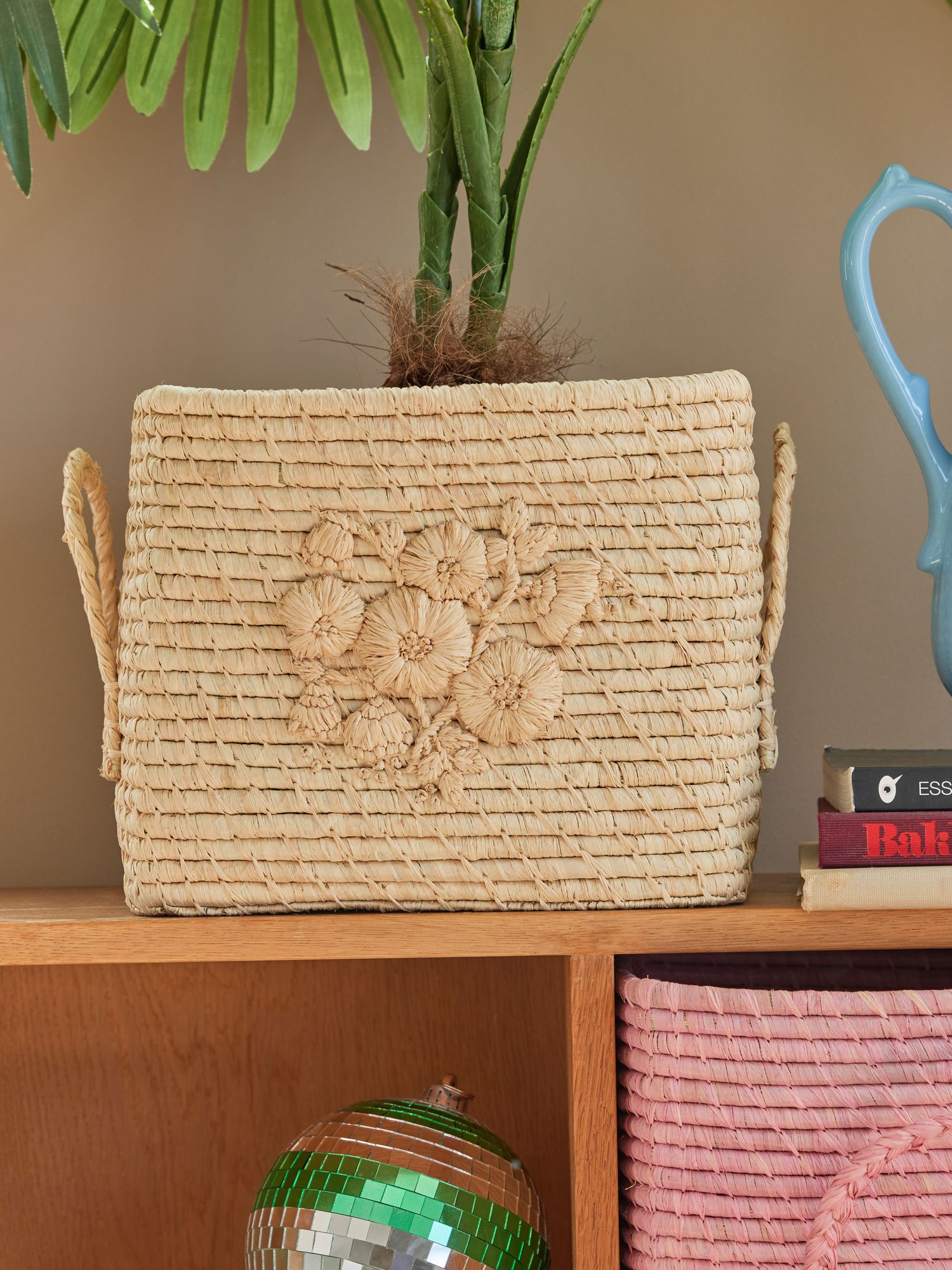 RaffiaCraft - Panier de rangement artisanal en raphia naturel