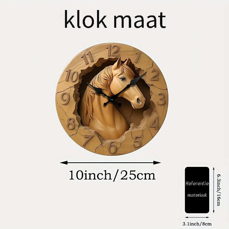 EquineElegance - Horloge Murale en Bois Motif Cheval