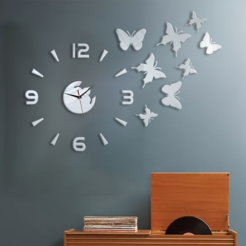AcrylicButterfly - Horloge Murale Miroir 3D Papillons Design