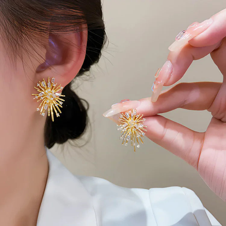 Livia - Boucles feu d'artifice en zircone, or étincelant