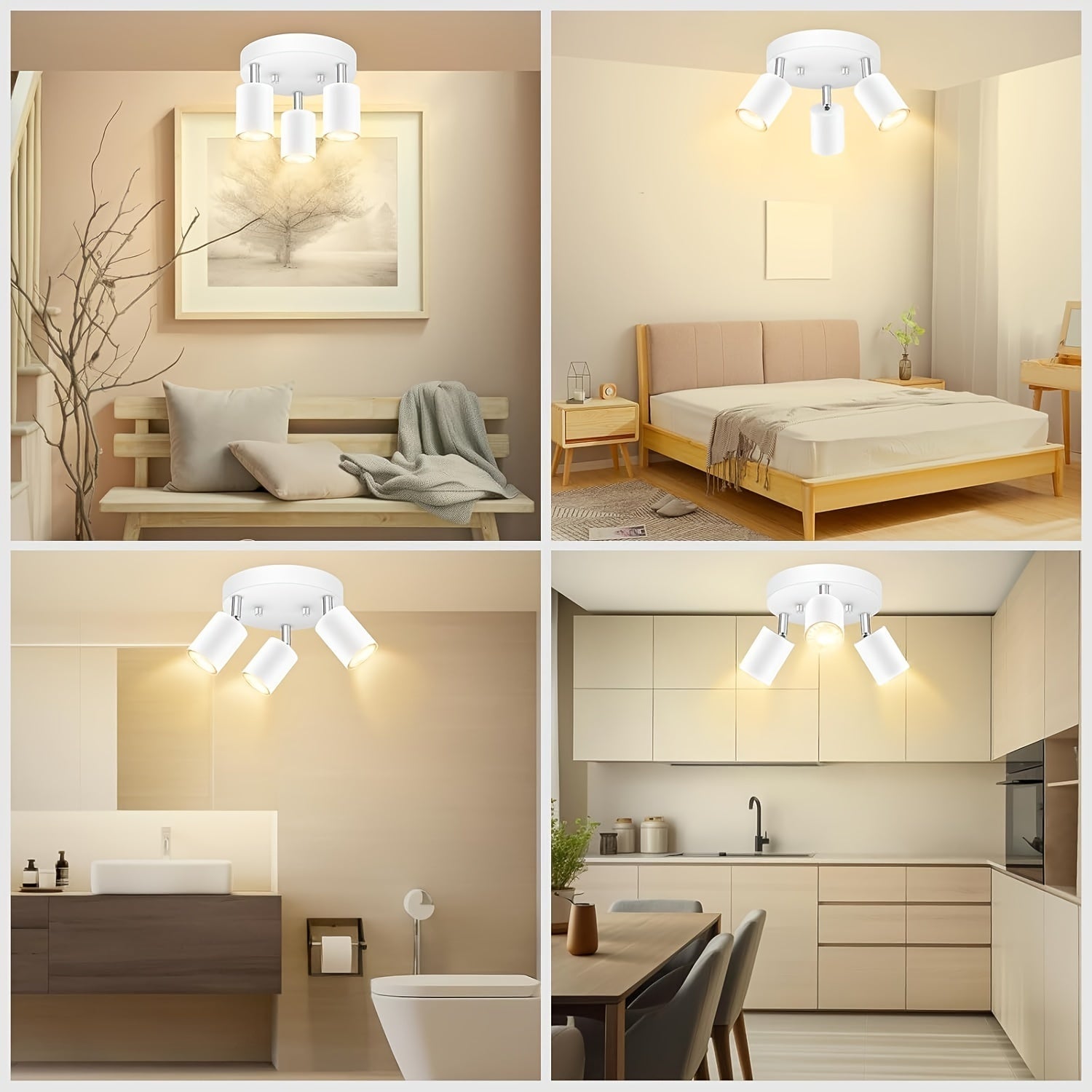FlexiGlow - Plafonnier 3 spots orientables GU10 pour interieur moderne