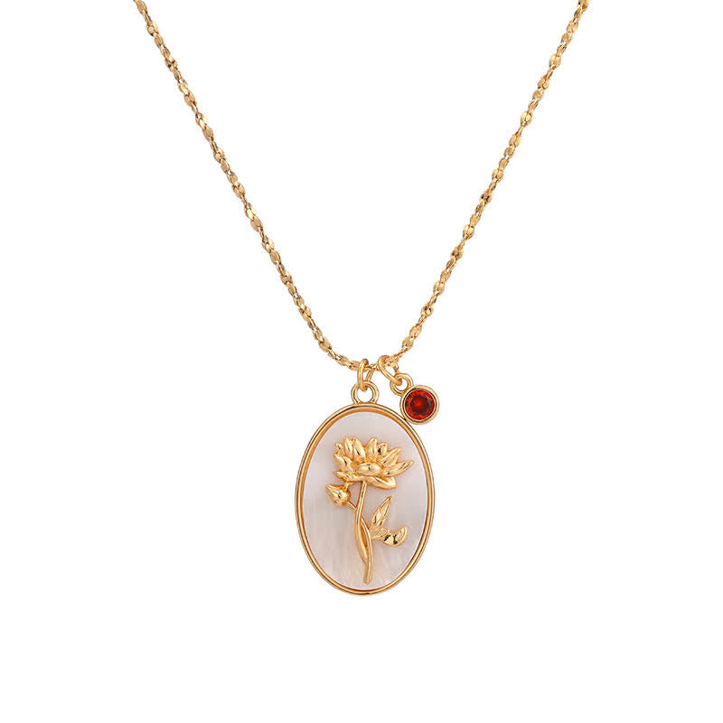 Aurora - Collier pierre de naissance et fleur de naissance