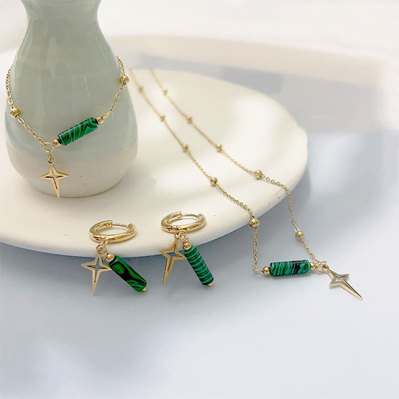 Maria - Parure malachite naturelle pendentif étoile