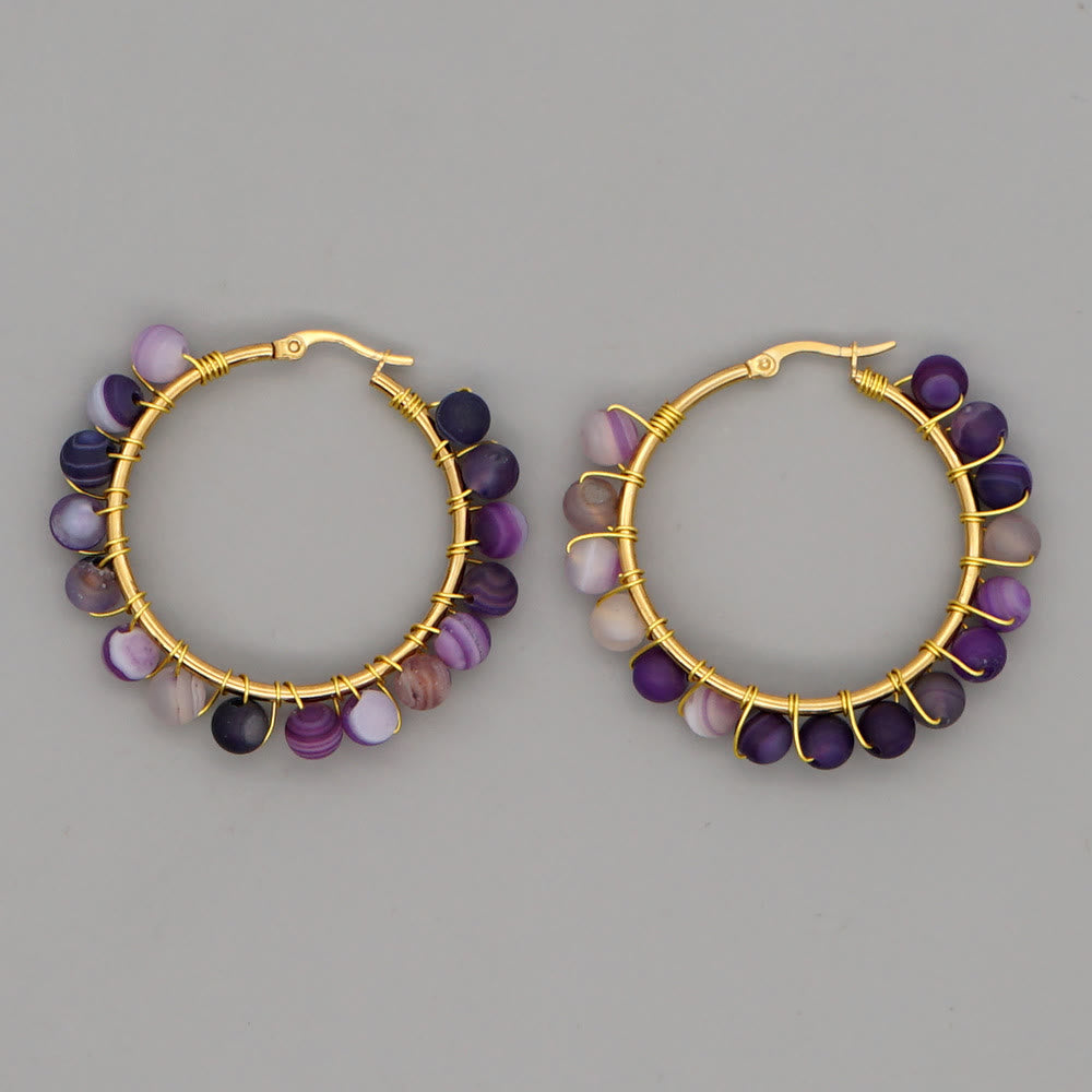 Sanne - Grandes créoles boho en cristaux naturels