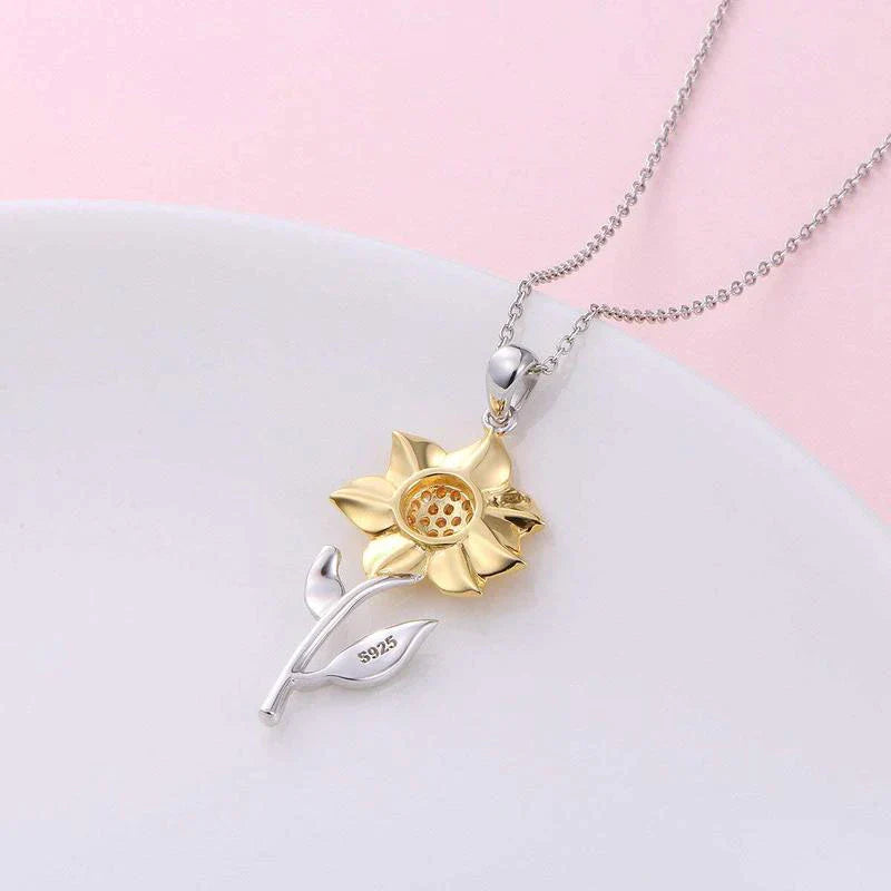 Collier Tournesol Argent Doré avec Zirconia - Élégant