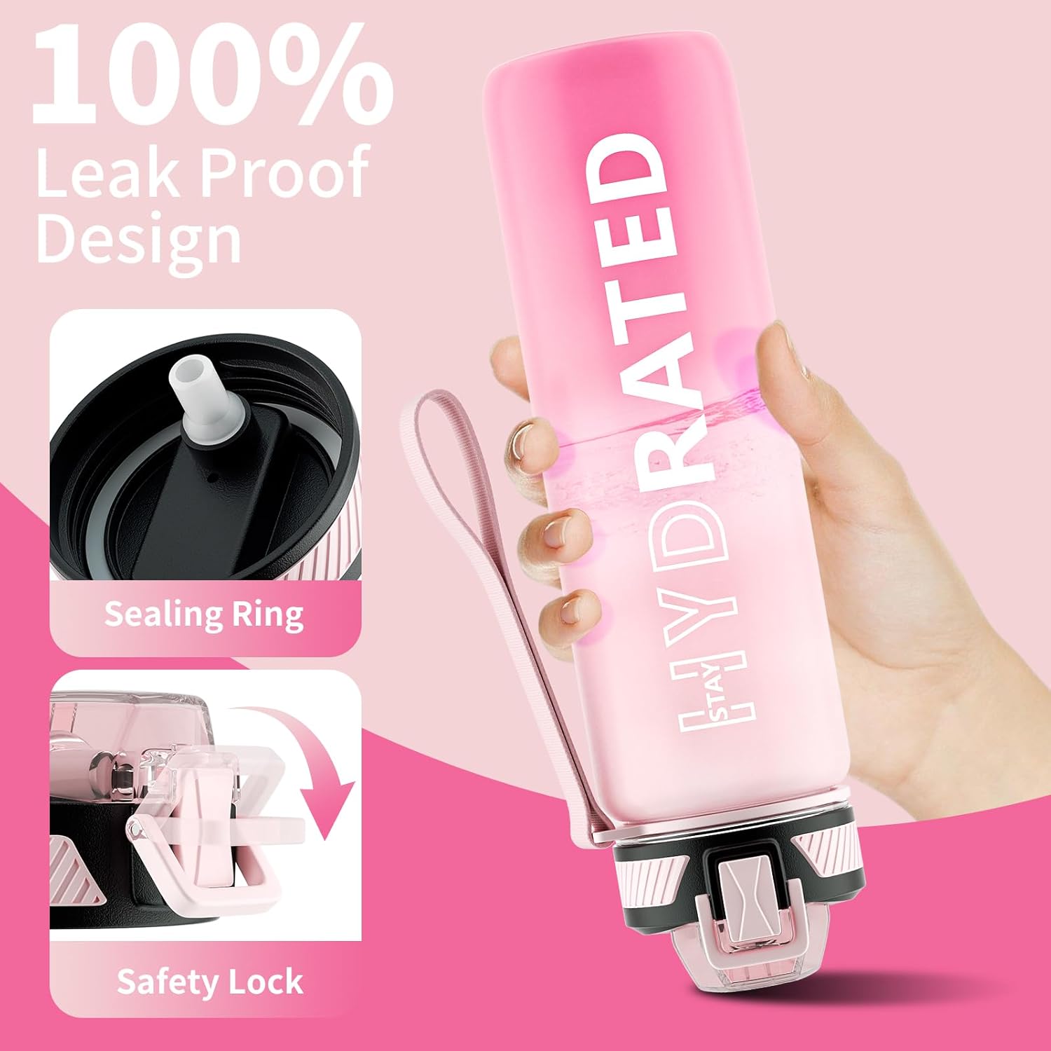 HydraFlow – Gourde Sport Motivante avec Paille