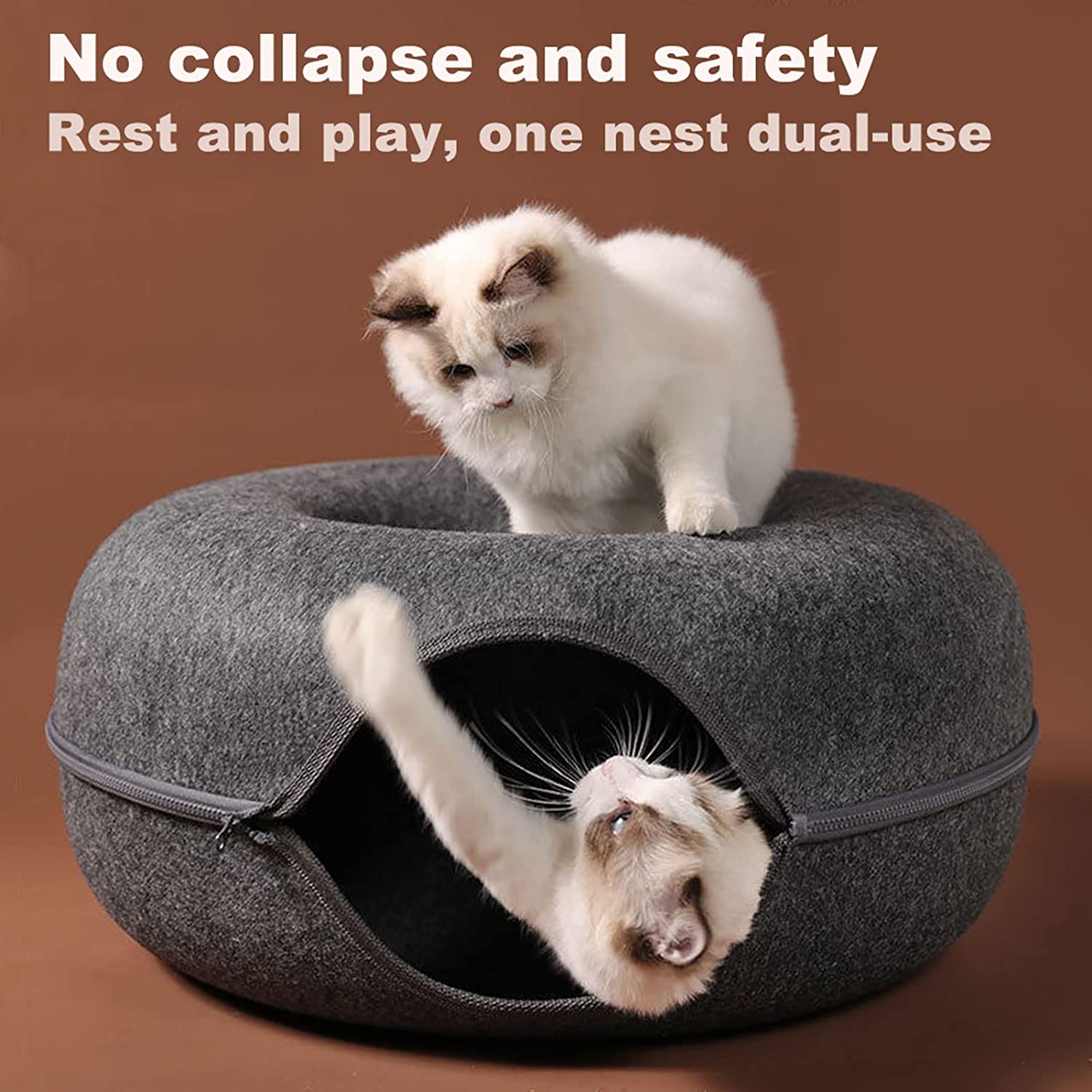 Purrfect Den - Tunnel Chat Luxe avec Couchage 50cm