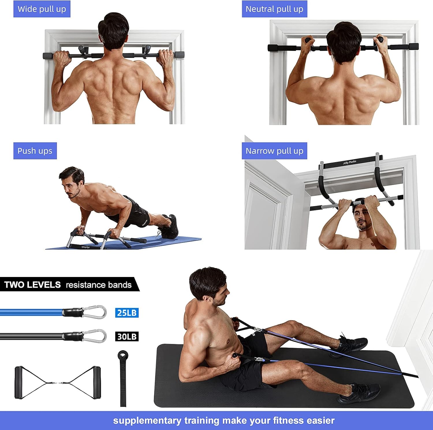 PowerGrip - Barre Pull-Up Encadrement Porte jusqu'à 200Kg