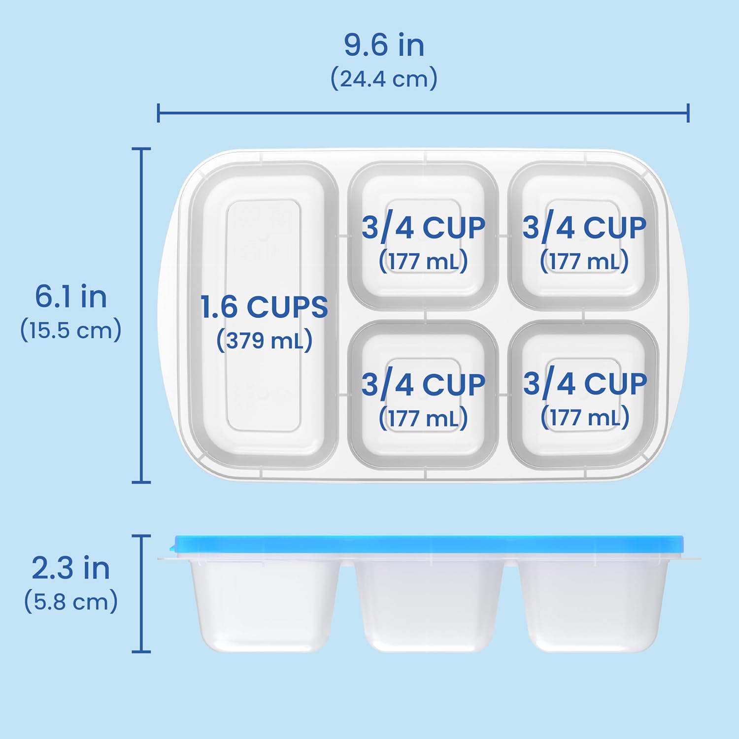 EcoStore - Boîtes Rangement 5 Compartiments Set 8