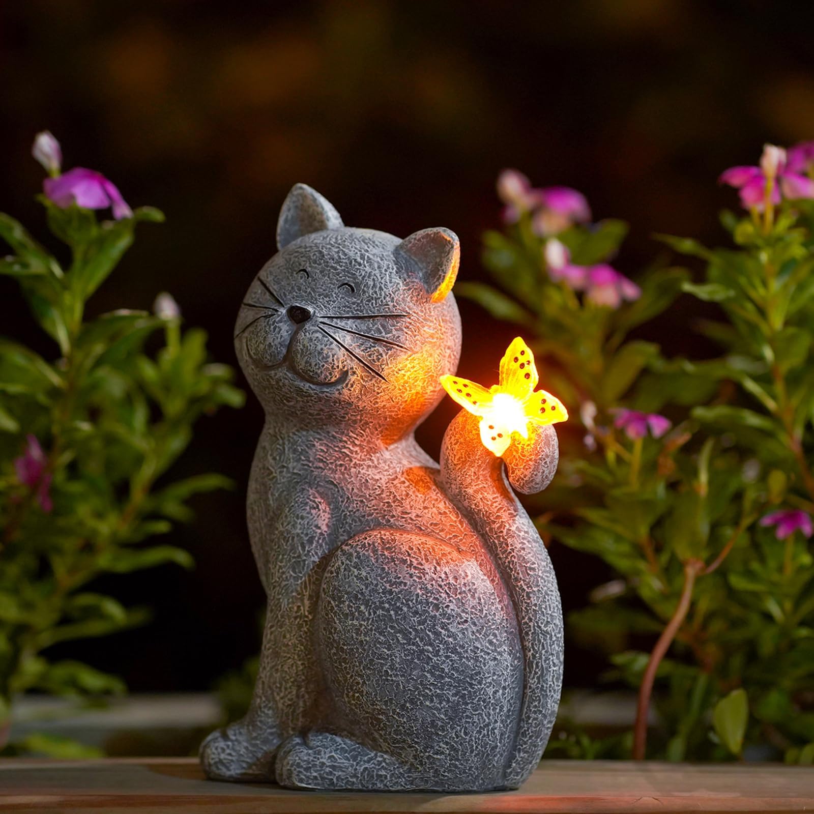 EnchantedKitty - Statue de chat décorative élégante pour extérieur