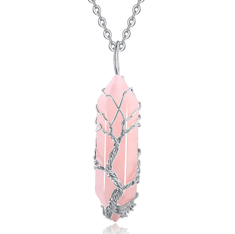 Elara - Collier arbre de vie en cristal et pierre précieuse