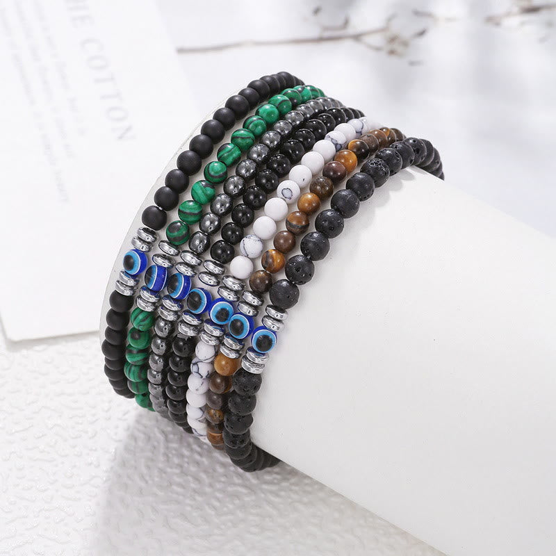 Thor - Bracelet mauvais œil en pierres naturelles 4mm pour homme