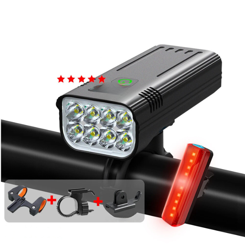 LuminousRide - Phare Vélo Rechargeable 5000 Lumens 12 LED