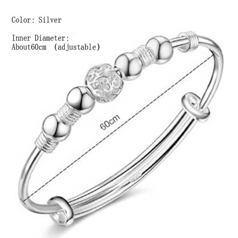 Bracelet en argent 925 perles porte-bonheur réglable