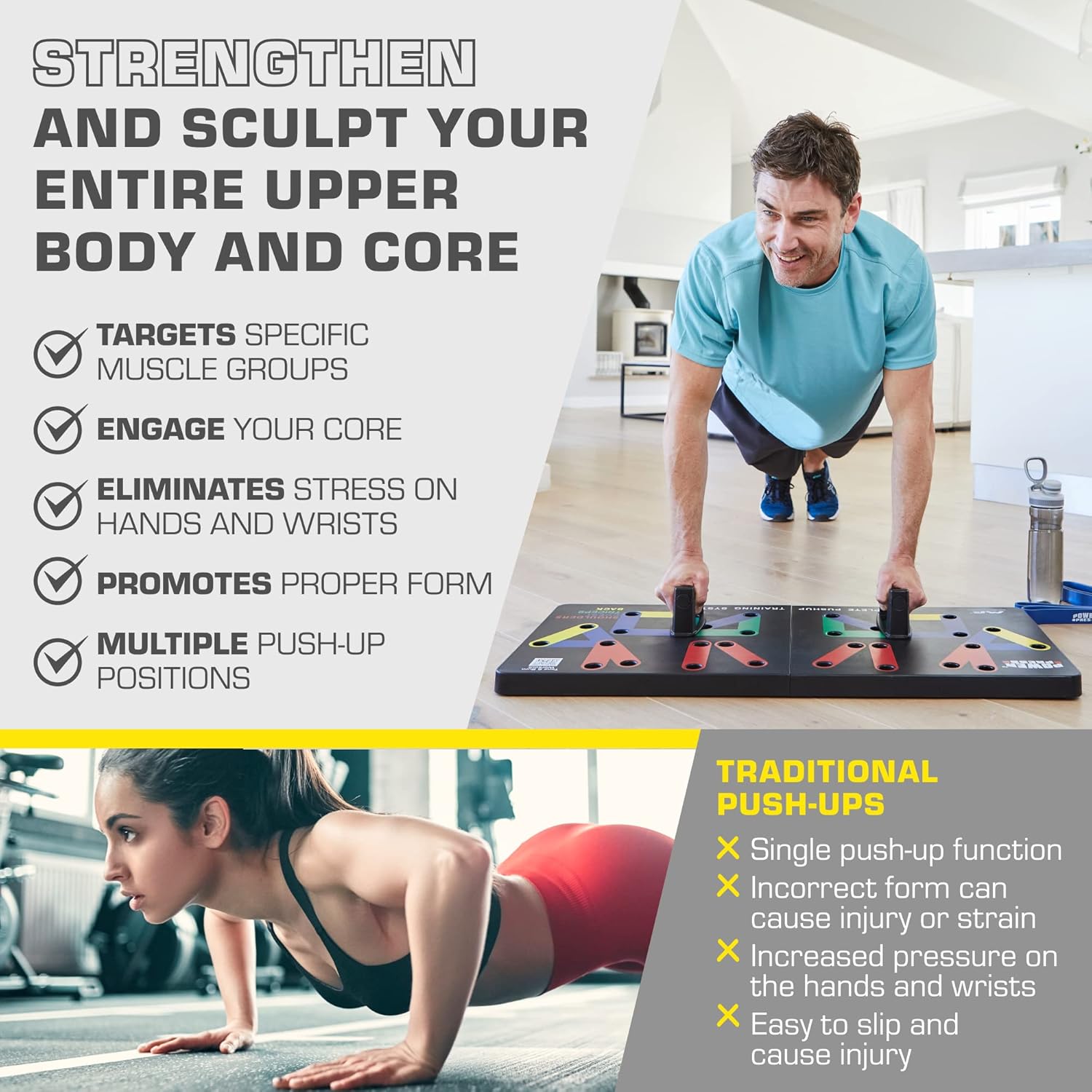 FlexiFit - Plateau Entraînement Push-Up Pliable Coloré