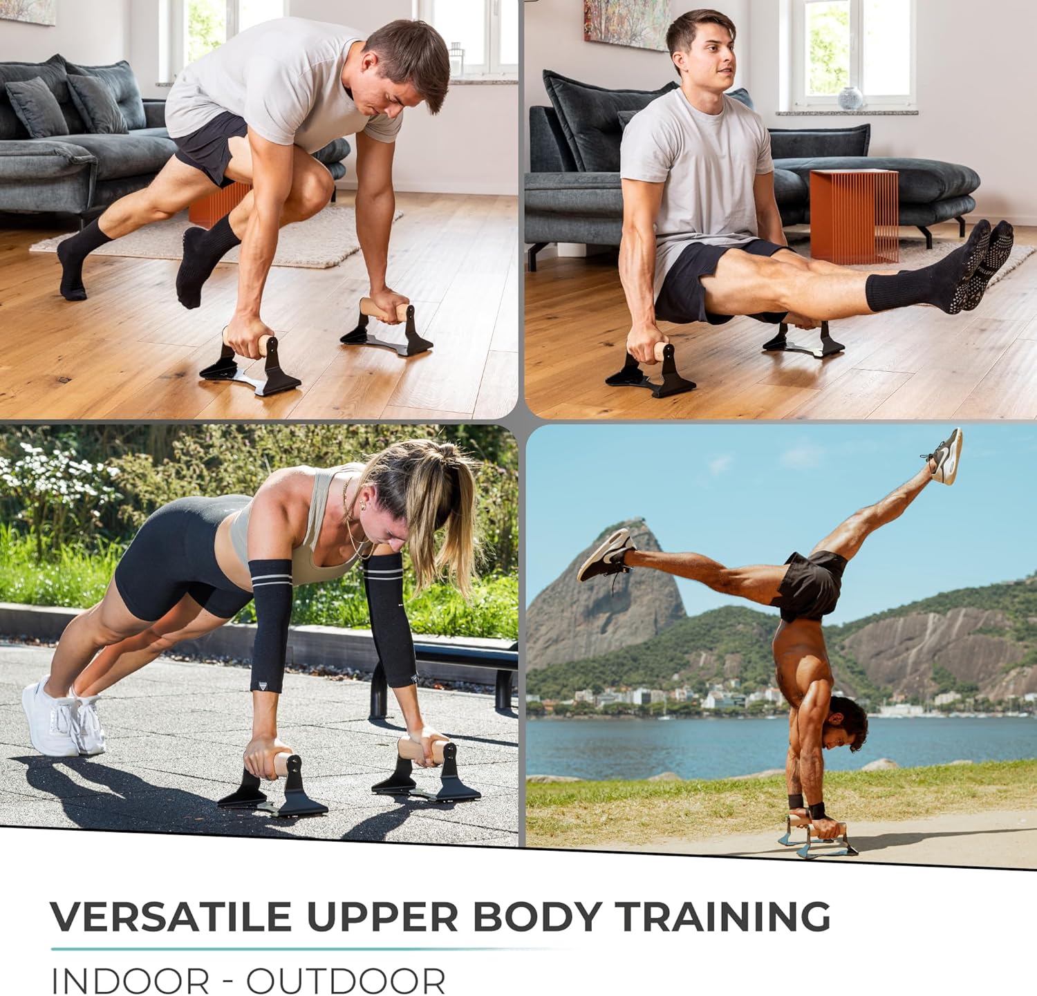 PowerGrip - Parallettes Bois Push-Up Antidérapantes