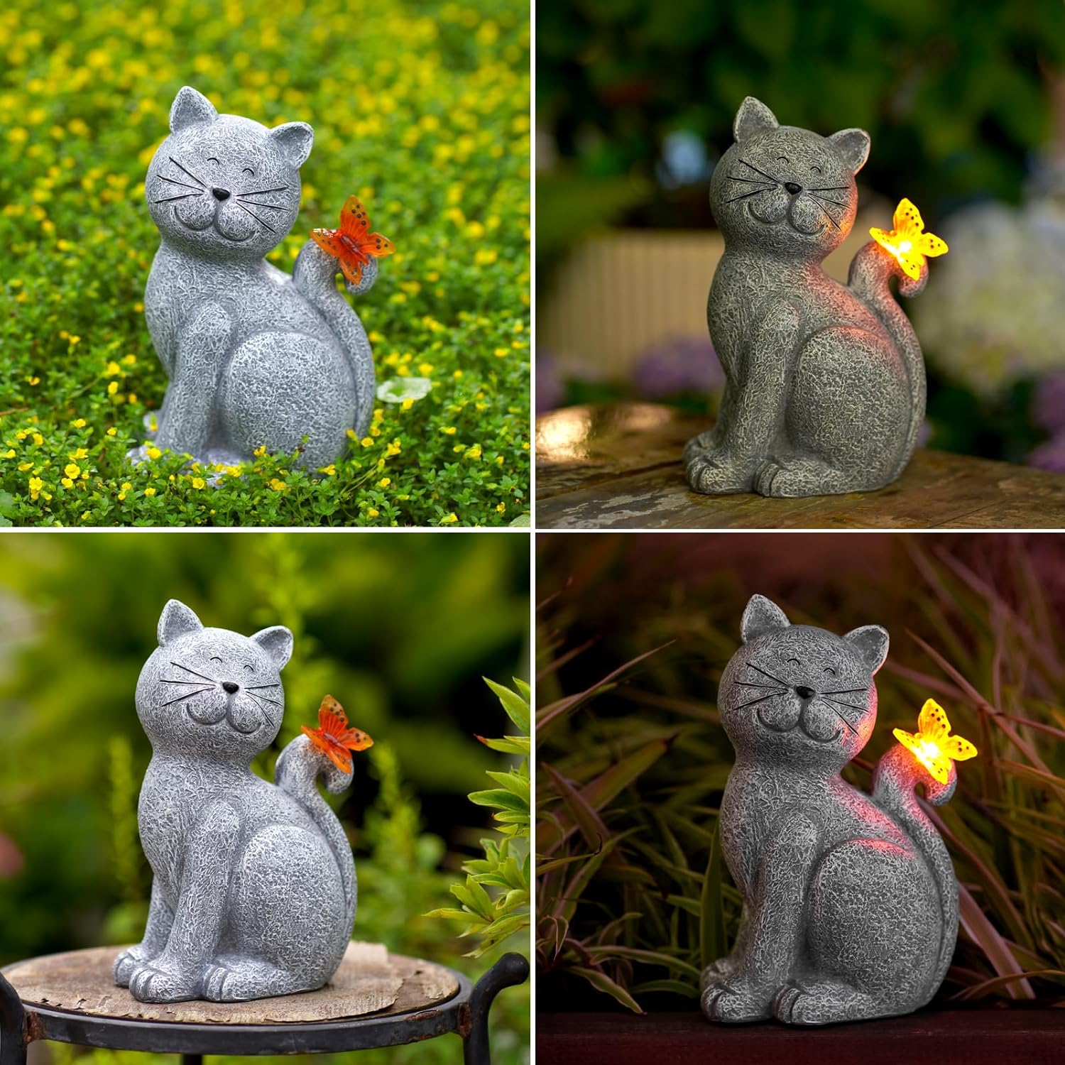 EnchantedKitty - Statue de chat décorative élégante pour extérieur