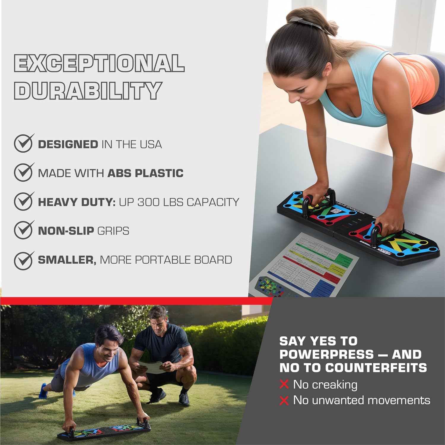 FlexiFit - Plateau Entraînement Push-Up Pliable Coloré