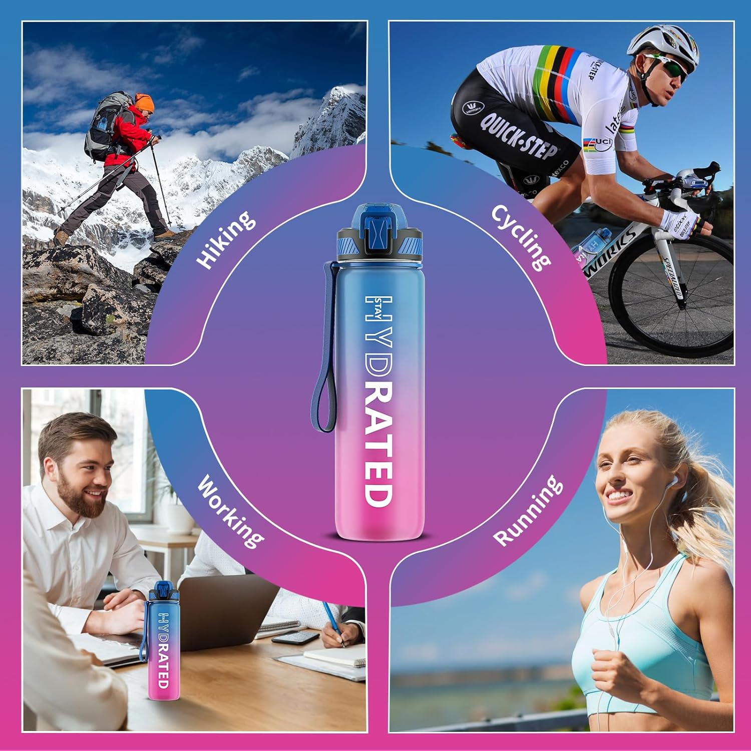 HydraFlow – Gourde Sport Motivante avec Paille