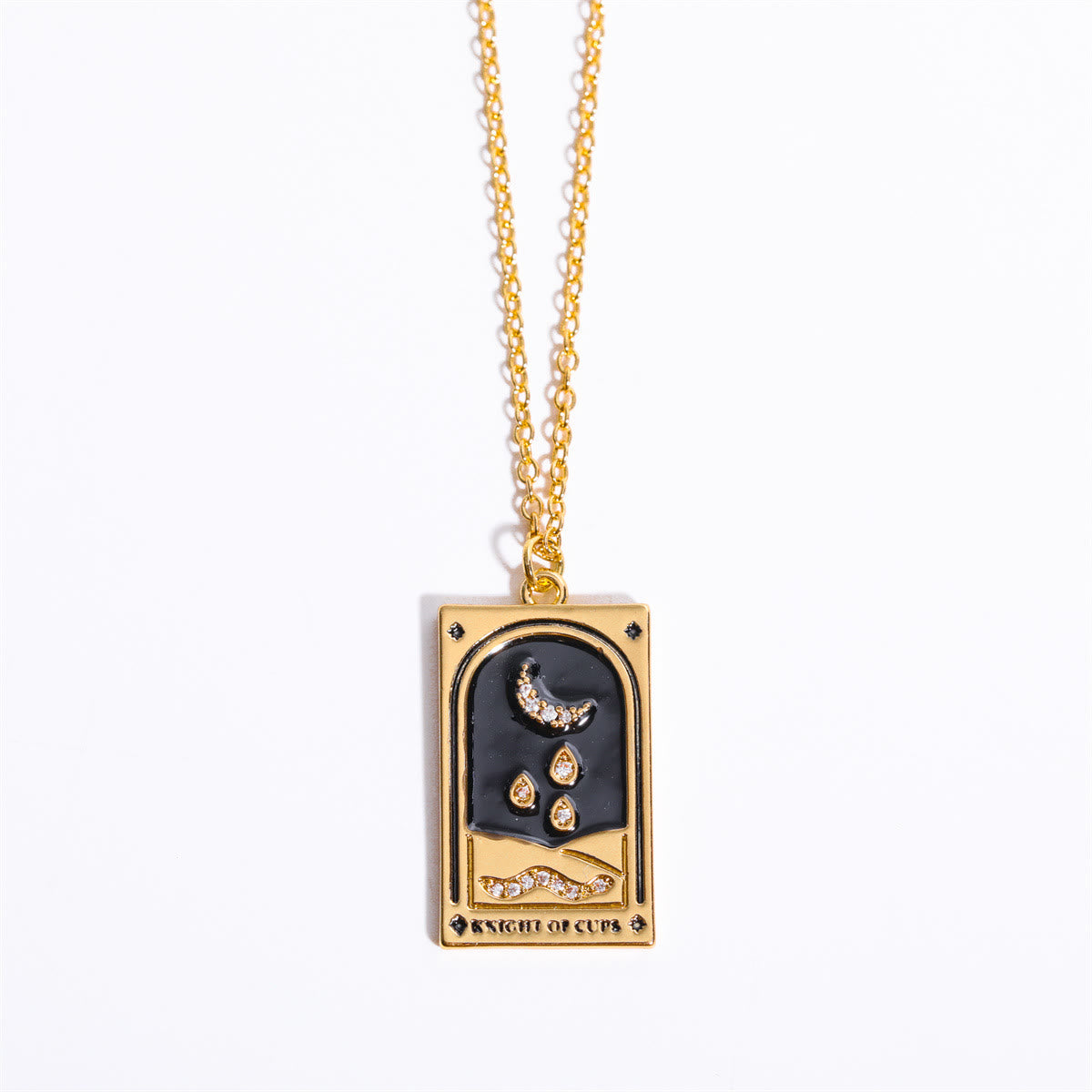 Amara - Collier pendentif tarot doré en zircone