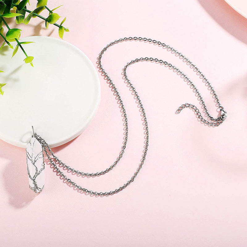 Elara - Collier arbre de vie en cristal et pierre précieuse