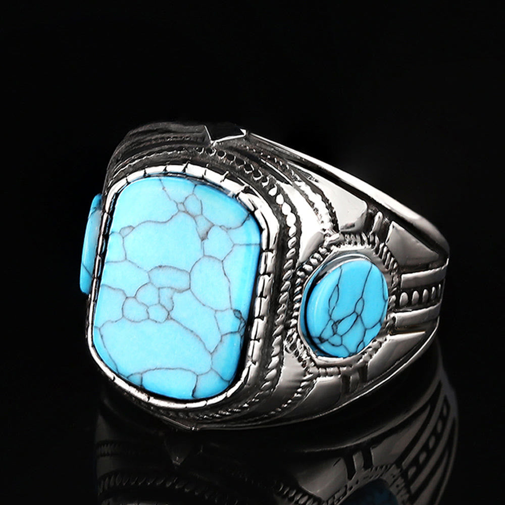 Thorin - Bague turquoise robuste pour homme