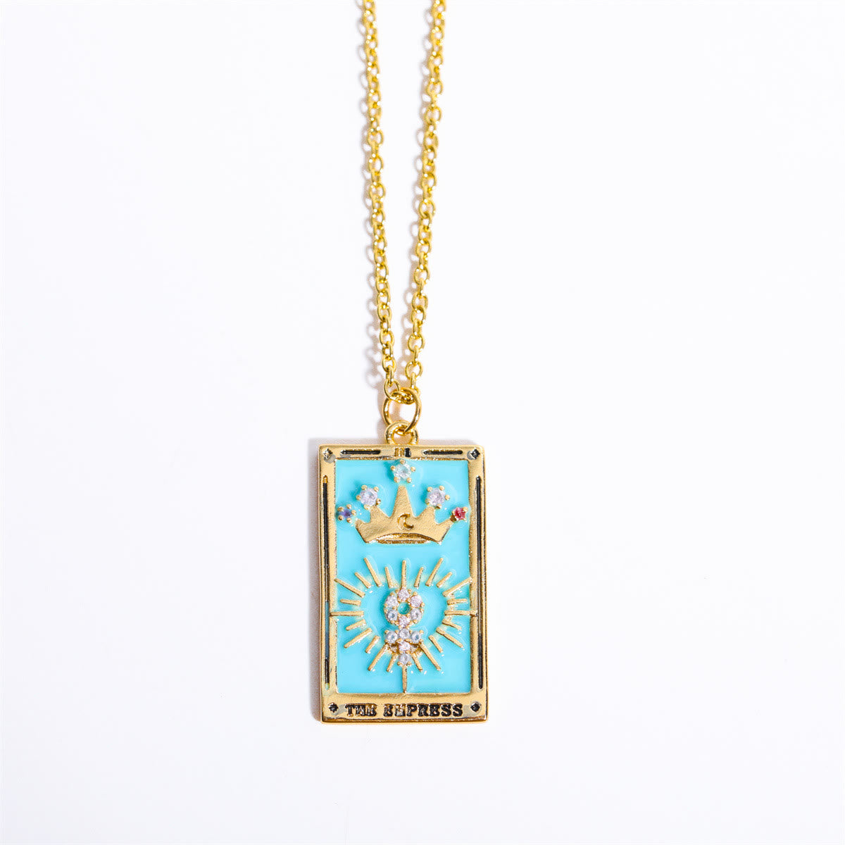 Amara - Collier pendentif tarot doré en zircone