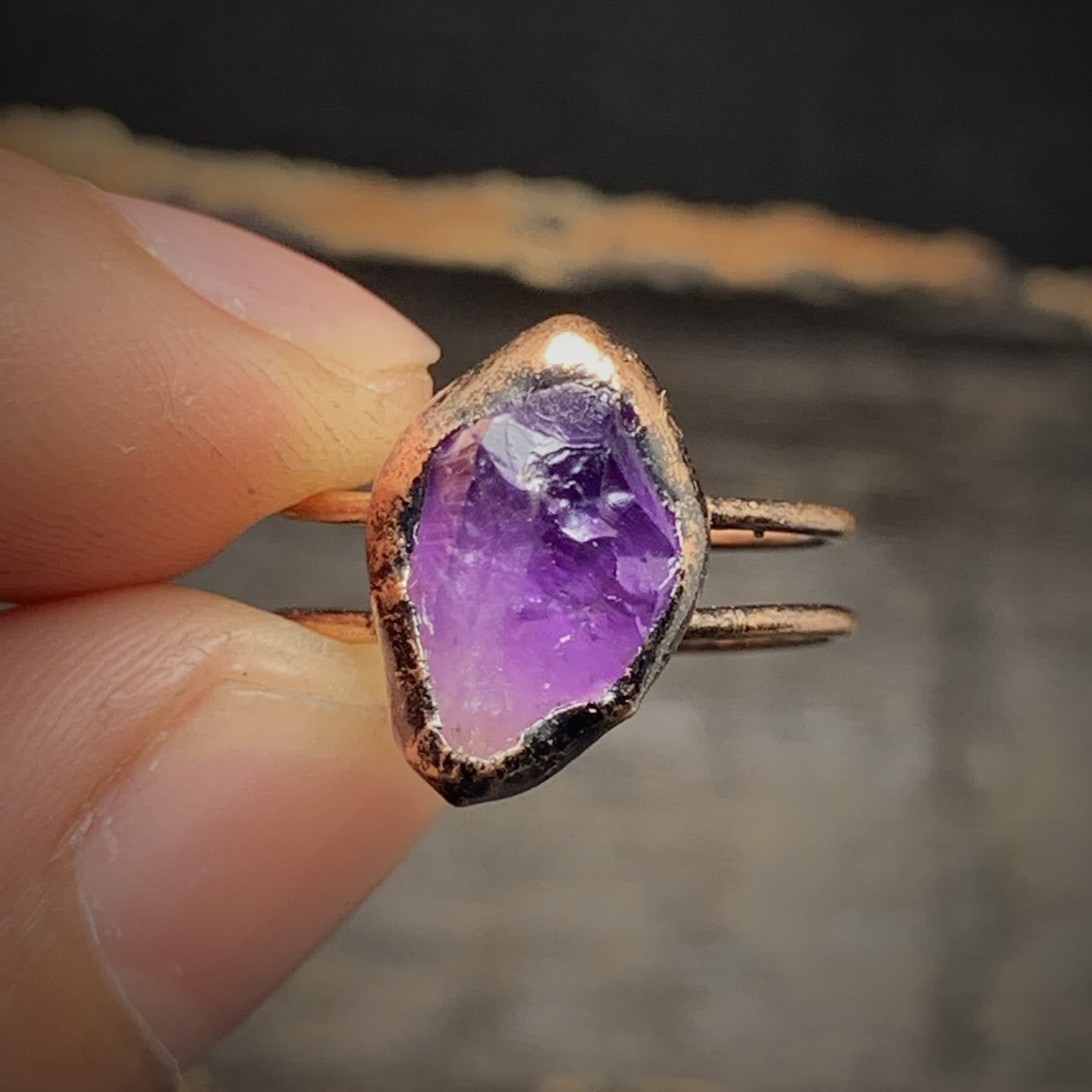 Selina - Bague pierre de naissance naturelle brute réglable
