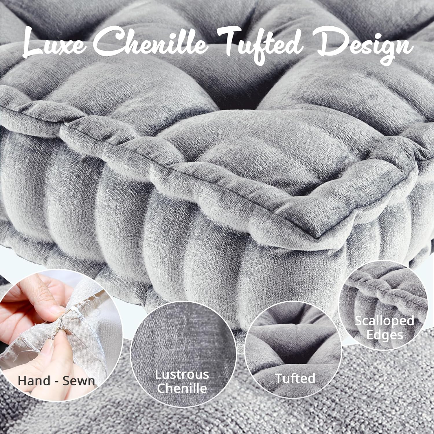 ZenComfort - Coussin Méditation Chenille Luxueux Sol