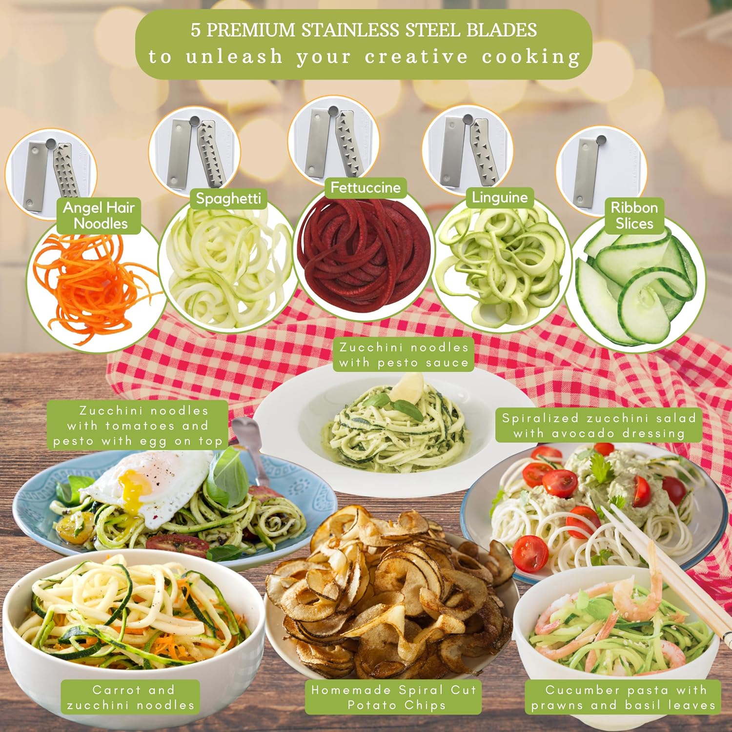 SpiralSlice – Spiraliseur Légumes Robuste 5 Pièces