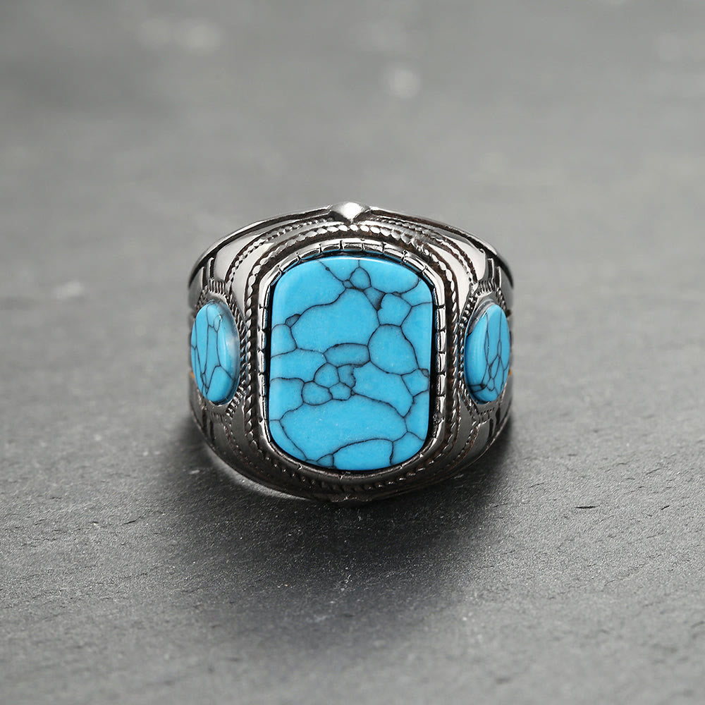 Thorin - Bague turquoise robuste pour homme
