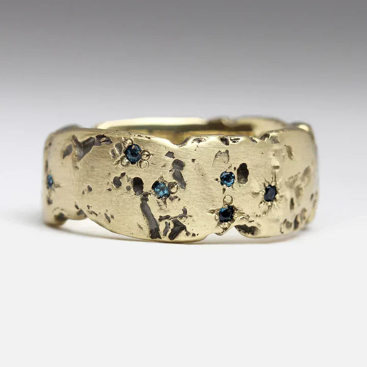 Aurielle - Bague rétro au cristal bleu incrusté d'or