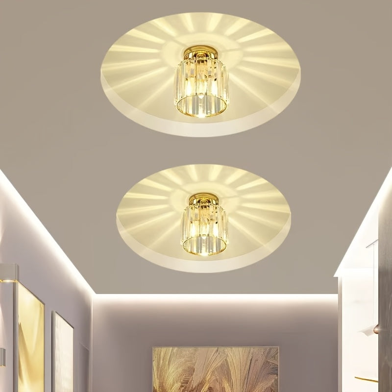 CrystalLuxe - Plafonnier LED noir et or avec cristaux elegants