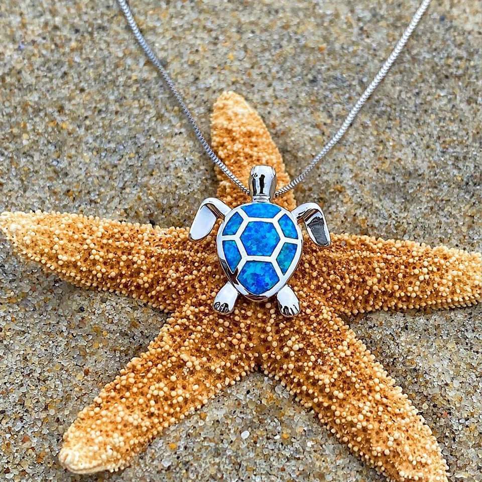 Marinella - Set de bijoux tortue de mer en argent et opale