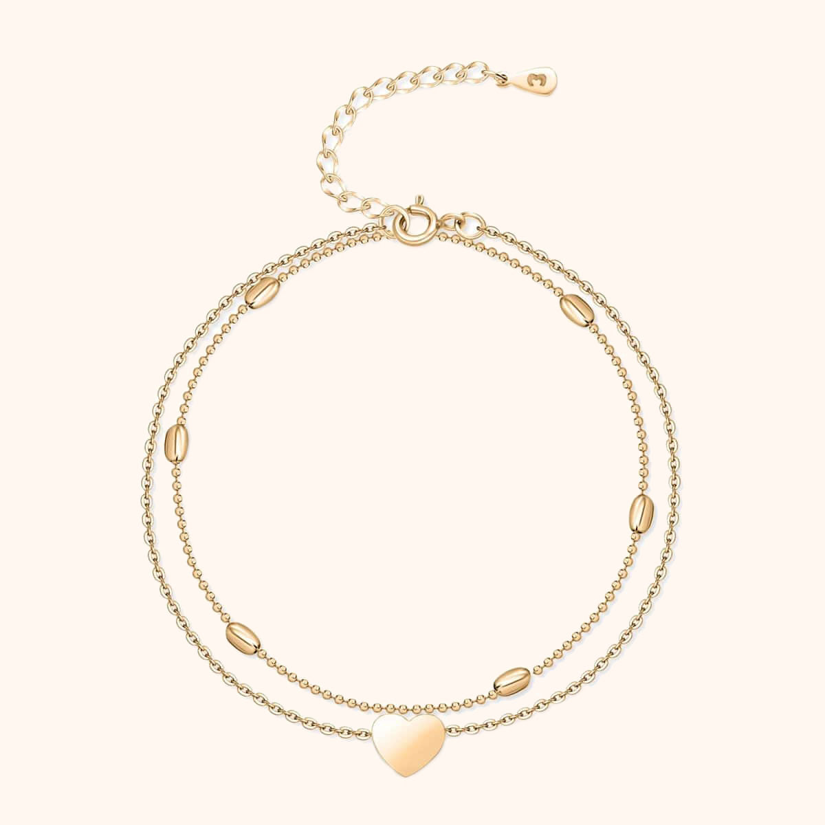 Fiora - Bracelet de cheville à cœurs en argent charmant