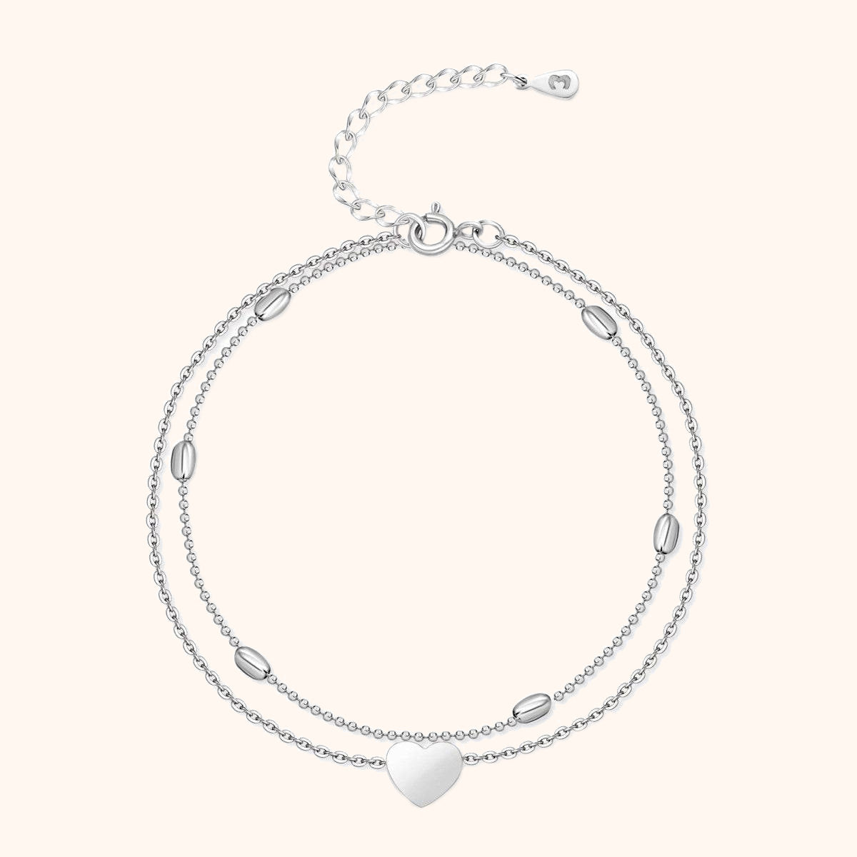 Fiora - Bracelet de cheville à cœurs en argent charmant