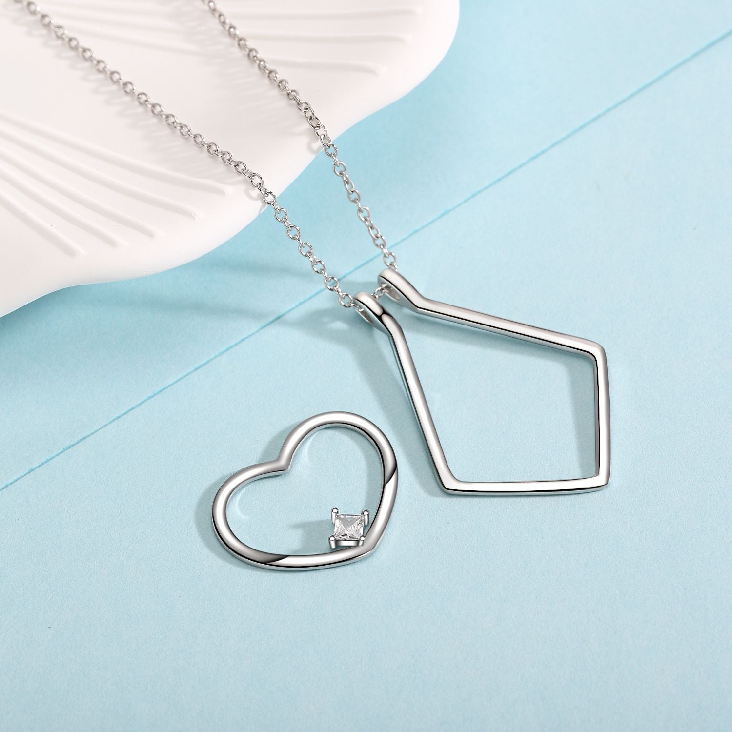 Amelina Collier Porte-Bague Argent 925 – Cœur Zircone