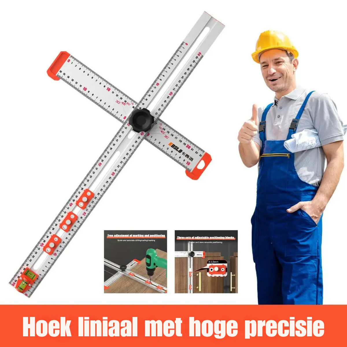 Règle de perçage 2 en 1 - Guide de positionnement et d'angles pour le bois