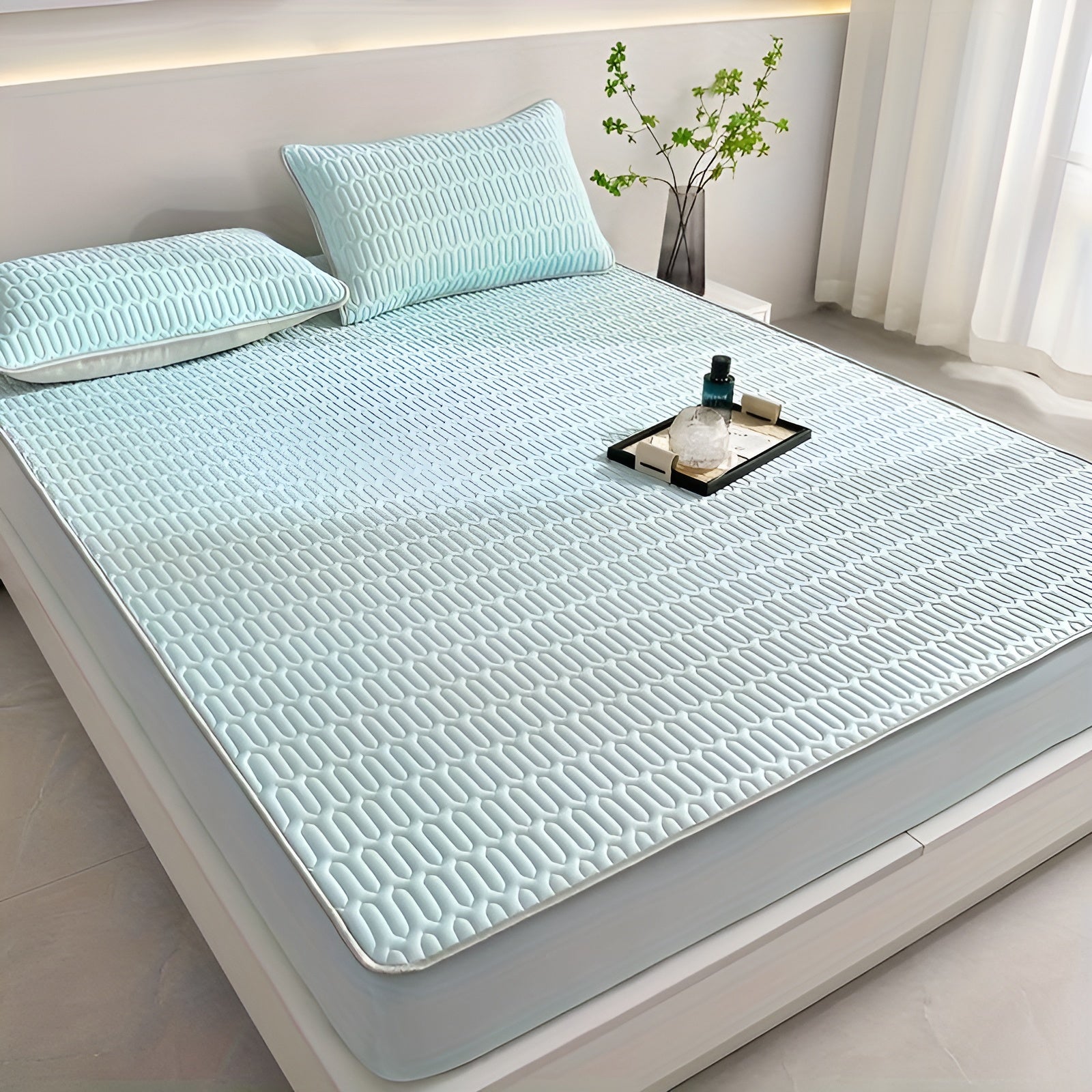 ChillDreams Set - Surmatelas en latex rafraîchissant et taies d'oreiller de luxe