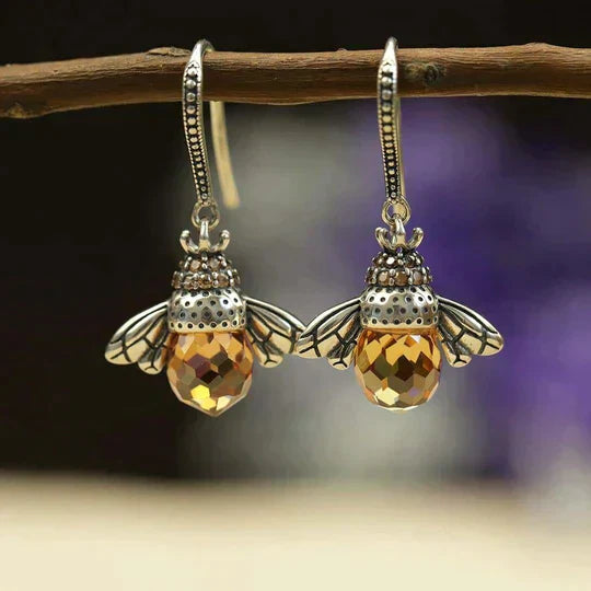Boucles d'Oreilles Reine des Abeilles - Argent 3cm
